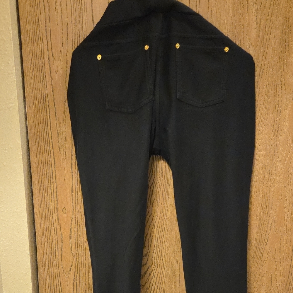 Michael Kors Black Dress Pants Leggings with Gold Accents - Picture 5 of 6